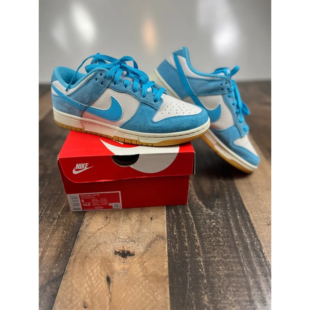 Nike Dunk Low SE Baltic Blue White Gum Light Brown Sneakers‎ HQ1519-031 Mens 9